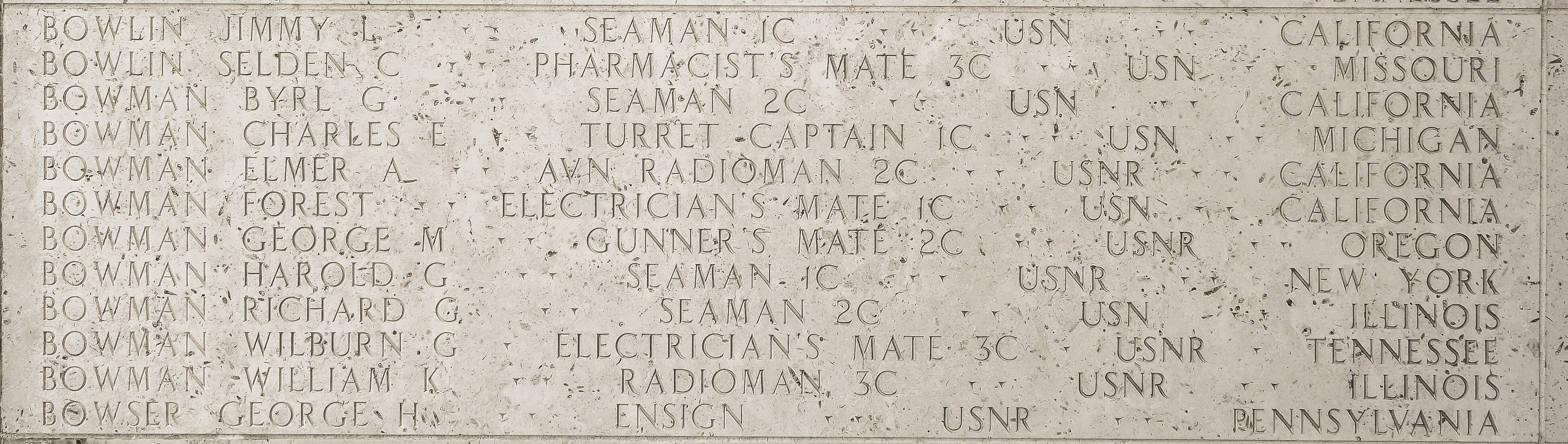 Elmer A. Bowman, Aviation Radioman Second Class